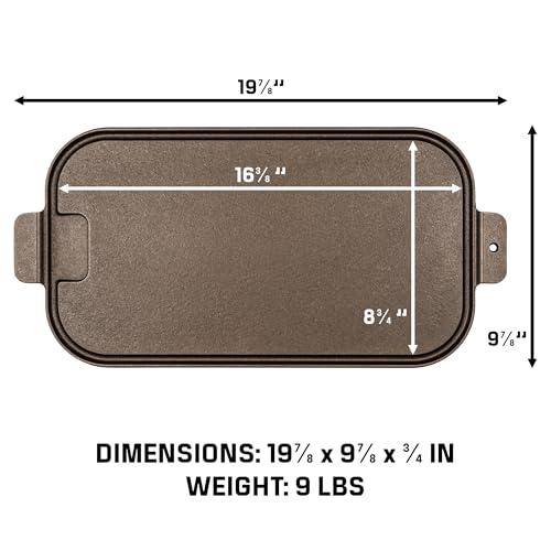 Cast Iron Griddle Double Burner Pre-Seasoned Naturally Nonstick N753