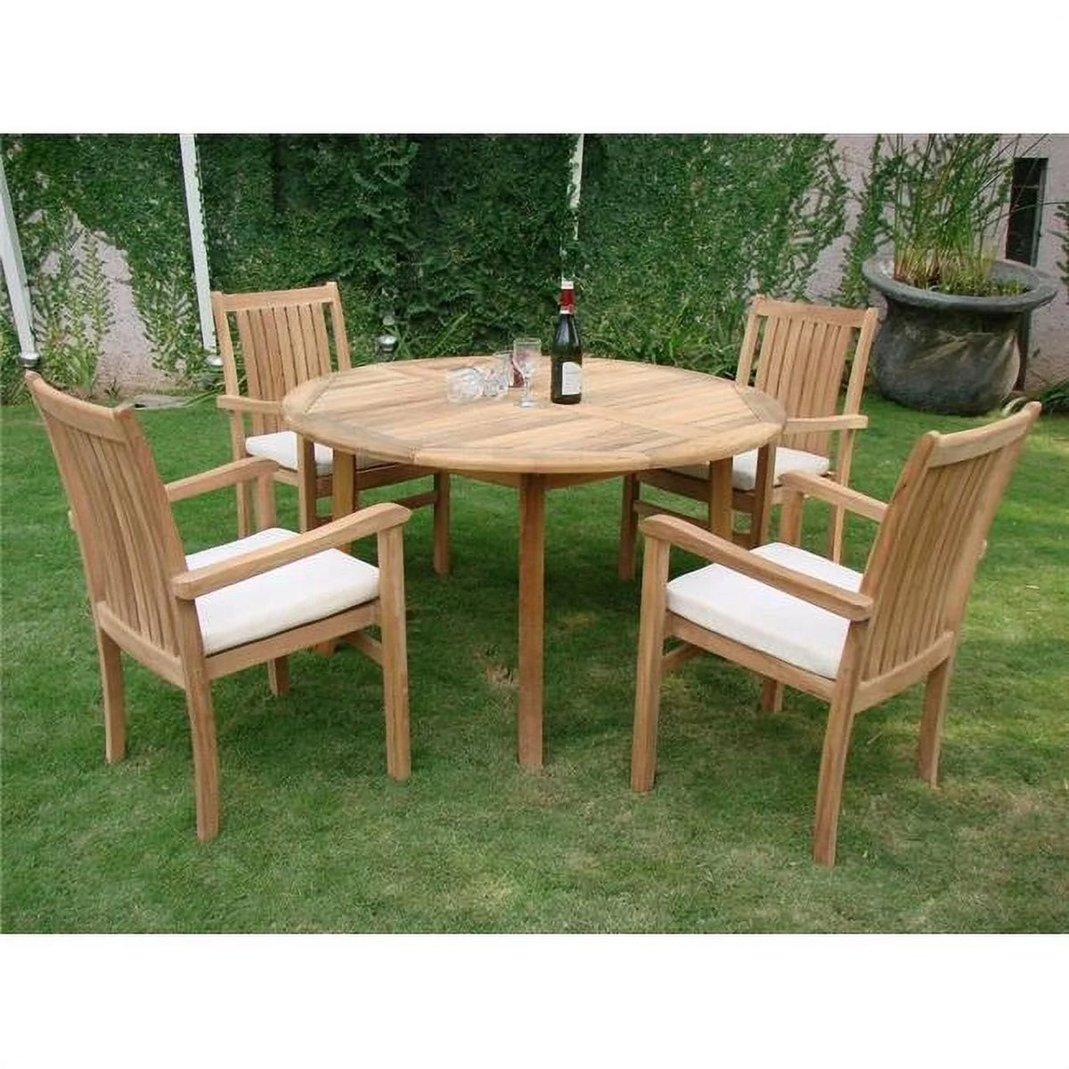 52 in. Teak Outdoor Dining Patio Set R6696