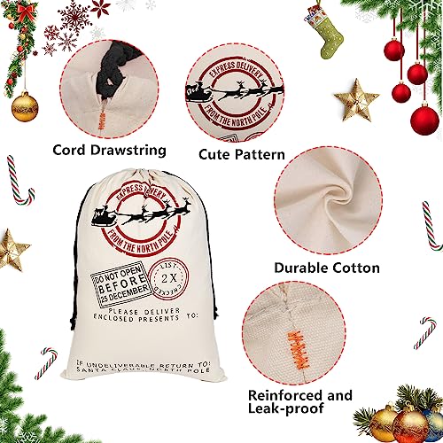 6 Pack Cotton Canvas Gift Bags With Drawstrings F81976