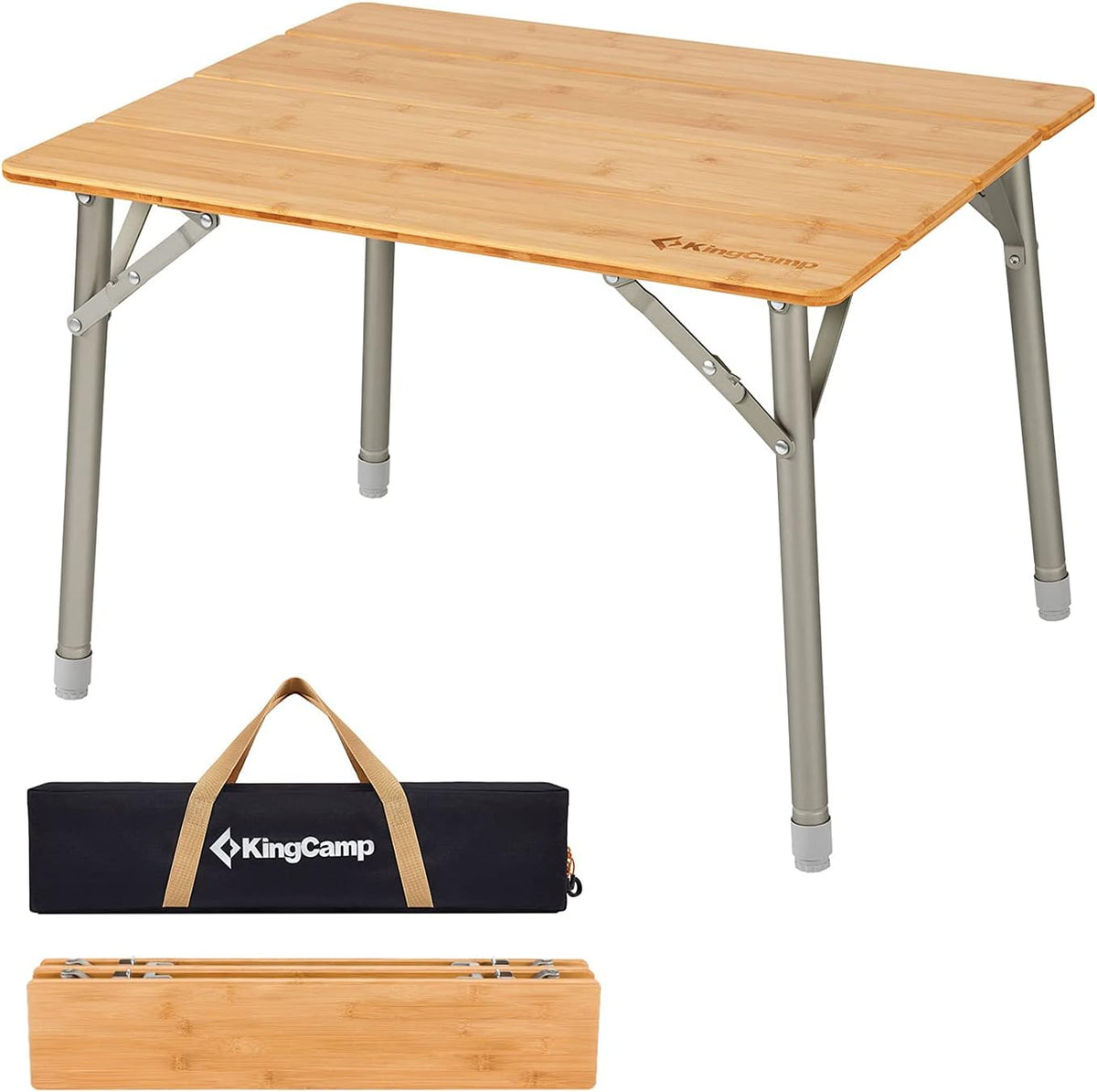 Bamboo Folding Table with Adjustable Height Aluminum Legs F761122