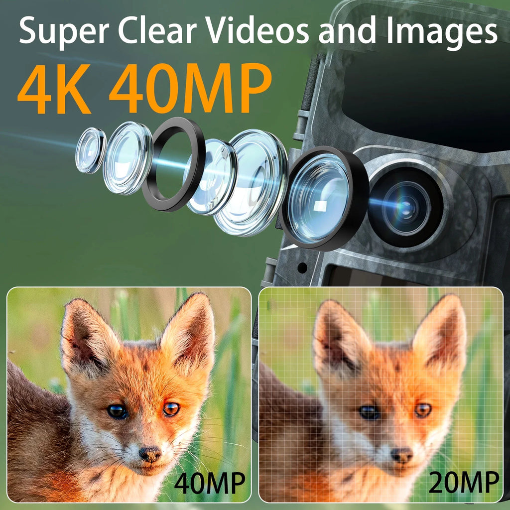 Trail Camera with SD Card 40MP 4K Infrared Night Vision Waterproof Motion Activated 120° Wide Angle 2.0" LCD K96422
