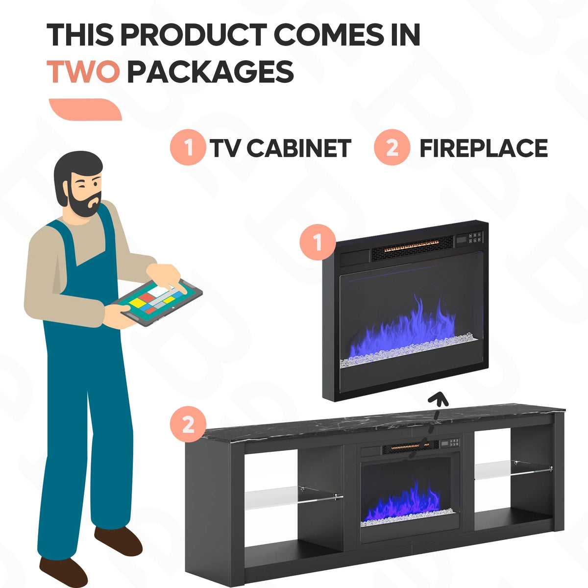 Black Electric Fireplace TV Stand K821