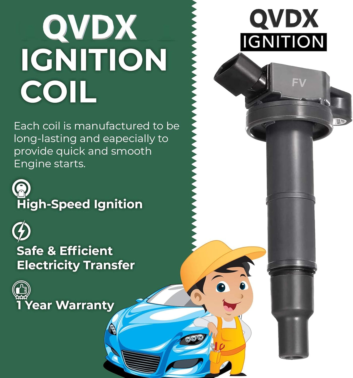 Iridium Spark Plugs and Ignition Coil Pack of 2 H85295