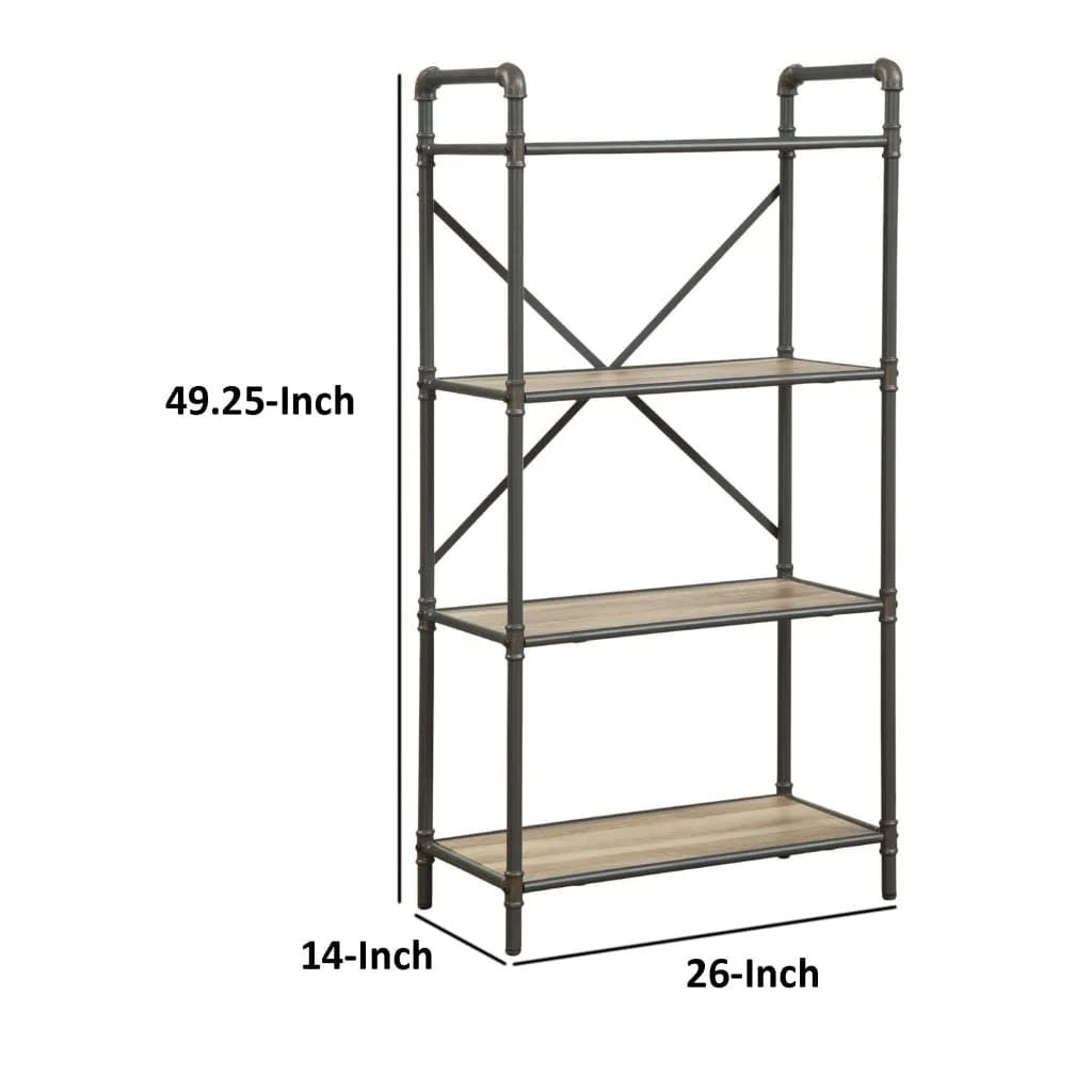 4 Shelf Bookcase, Sandy Gray/Oak I70874