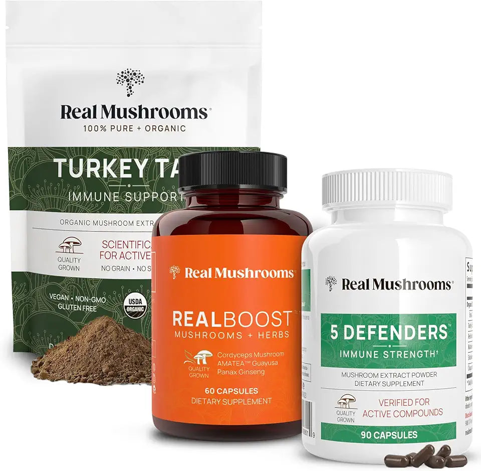 60ct 90ct Turkey Tail Mushroom Powder Capsules Vegan Non-GMO Supplement A122700