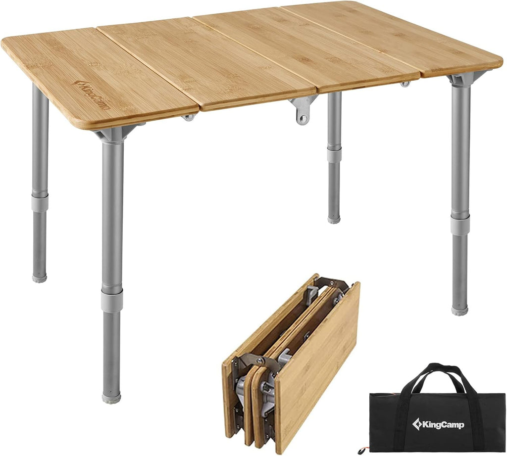 Bamboo Folding Table with Adjustable Height Aluminum Legs F761122