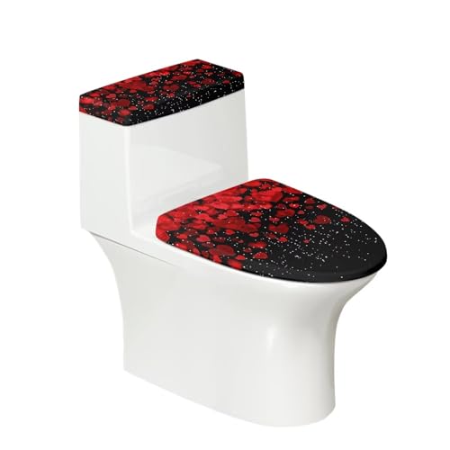 Christmas Bow Bell Toilet Tank Lid Cover and Toilet Seat Lid Cover 2 Pcs Set R349643