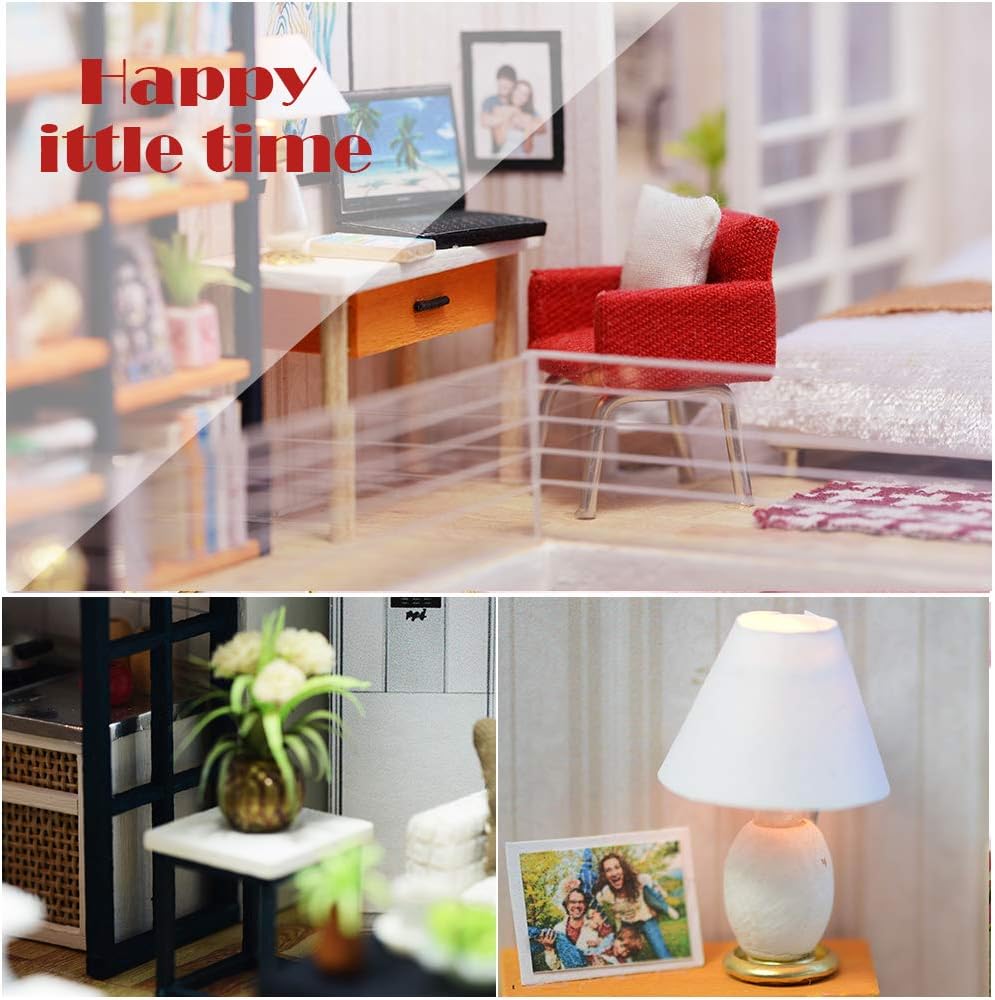Dollhouse Miniature with Furniture, DIY Dollhouse Kit I7157