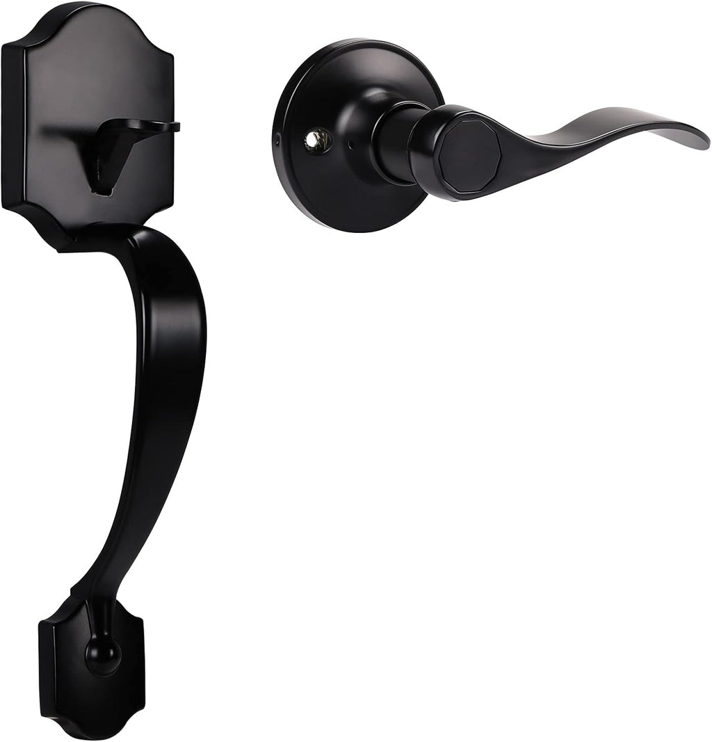 Flat Black Entry Door Handleset with Lever B60773