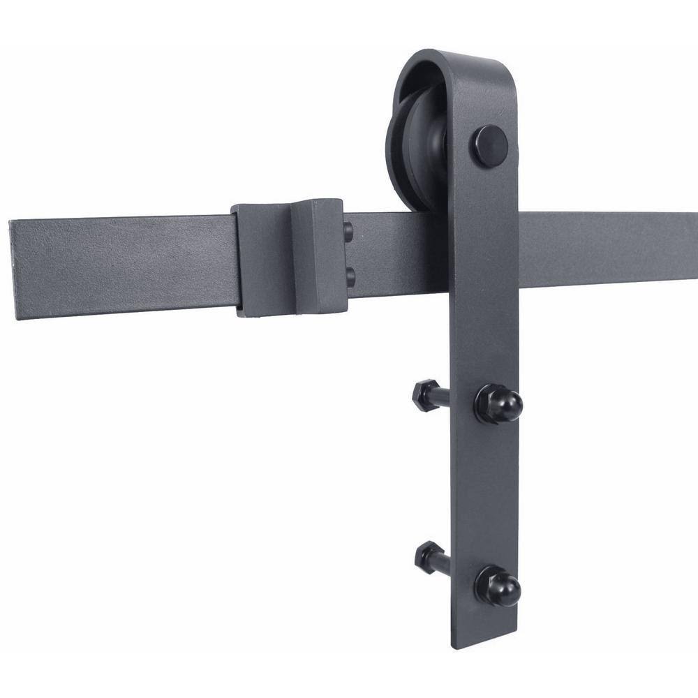 Gray Stained Knotty Pine Wood Interior Sliding Barn Door with Hardware Kit E12105