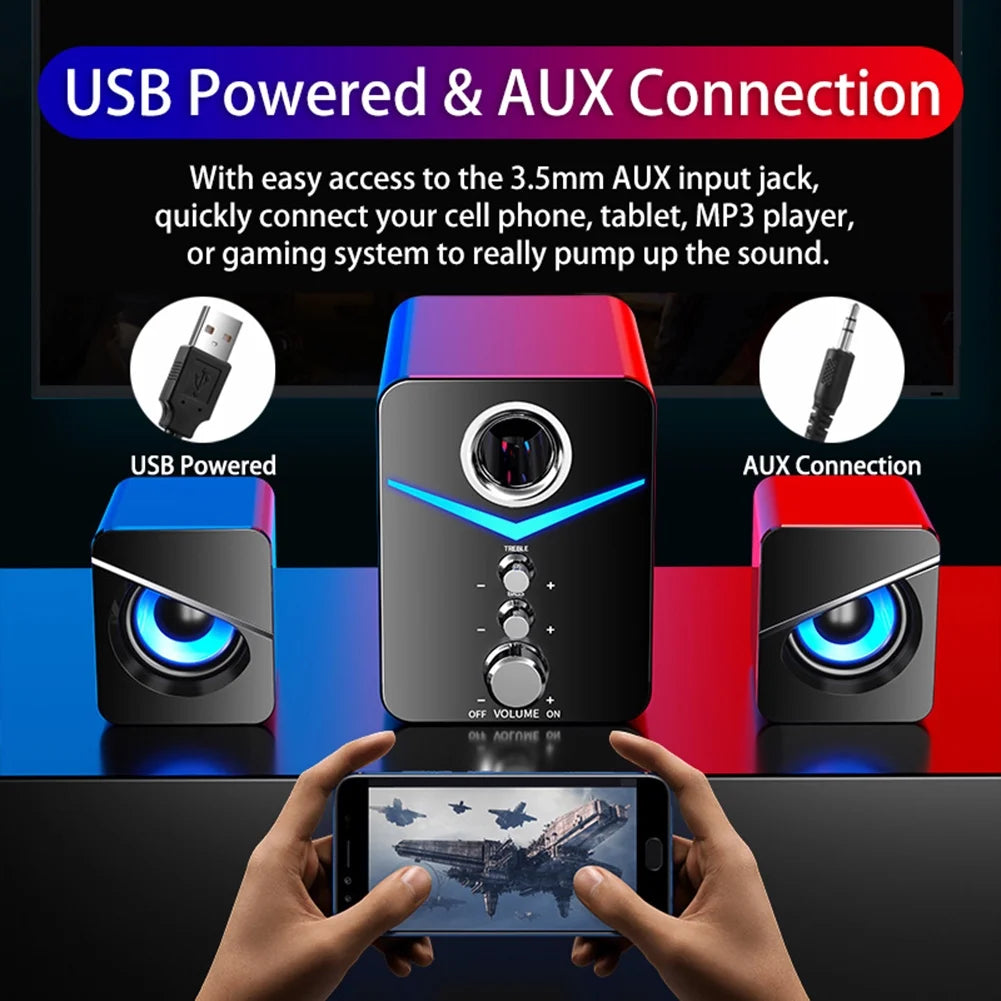 Black USB-Powered 2.1 Mini Multimedia Speakers System, Set of 3 Z624215