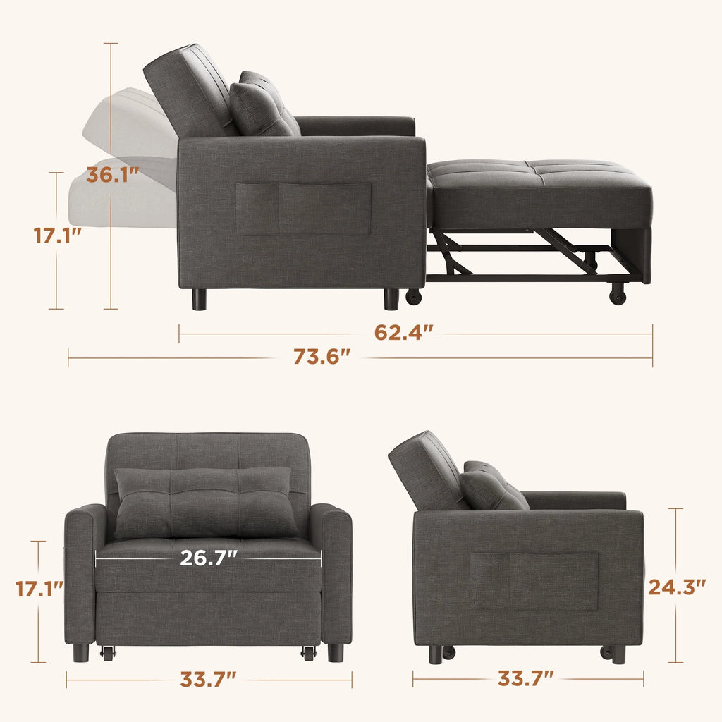 Light Gray Convertible Sofa Bed U378769