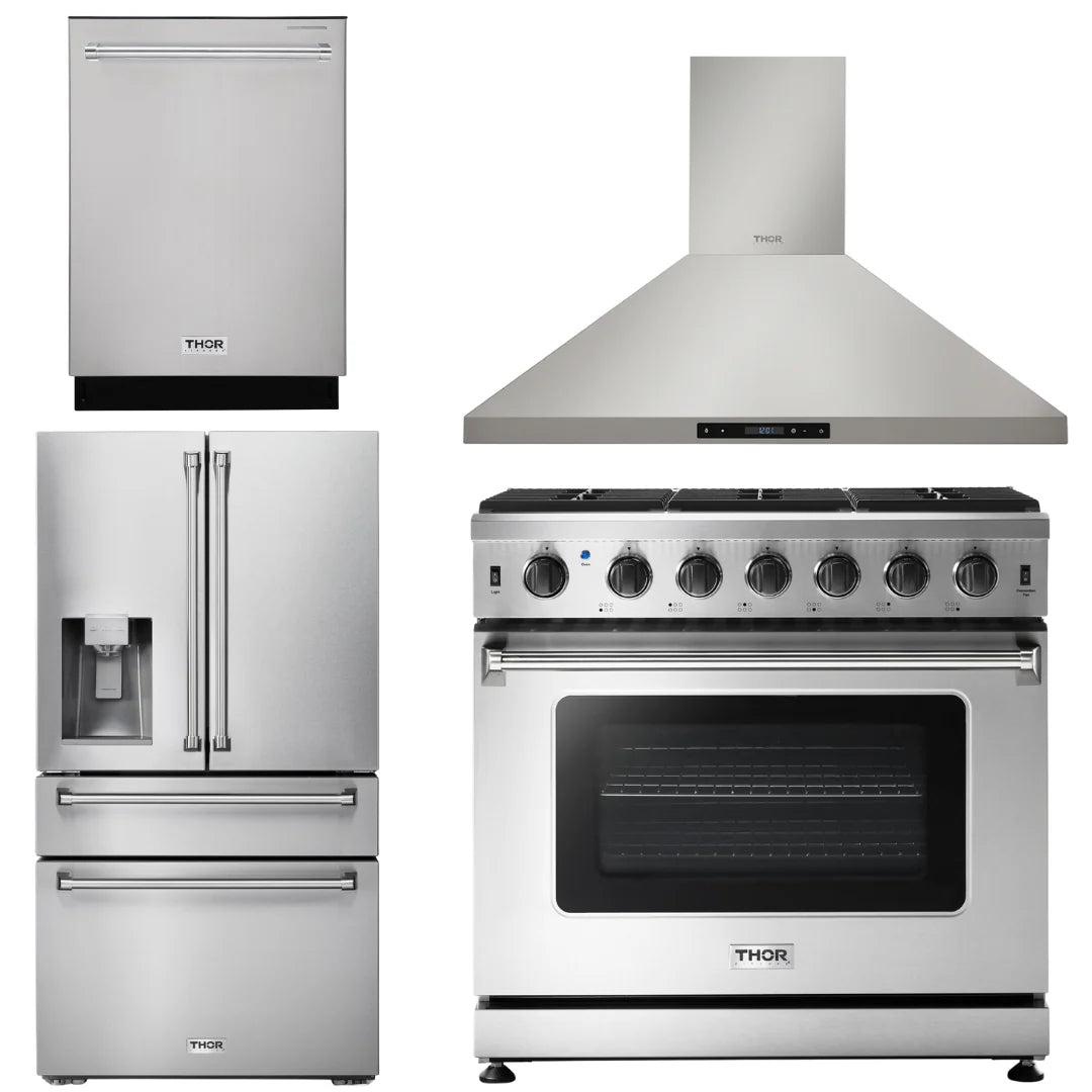 36 Propane Gas Range, Range Hood, Refrigerator, Dishwasher J415