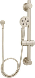 Brushed Nickel Handheld Shower Head with Hose and 24-Inch Grab Bar E85628