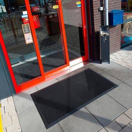 Rubber Entrance Mat, Black, 3Ft. x 5Ft. J82397
