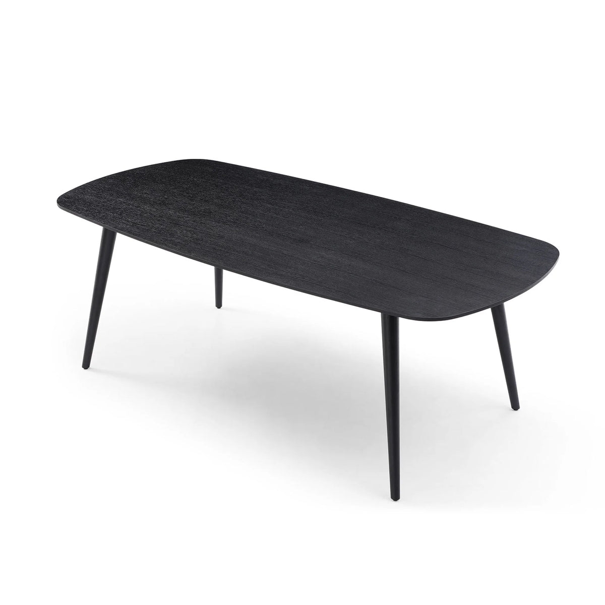 Rectangular Dining Table Black Oak Finished Ash Veneer Top 8 Persons H479