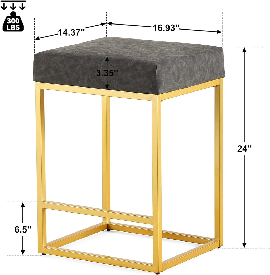 Grey PU Leather Bar Stools Set of 2 Z657