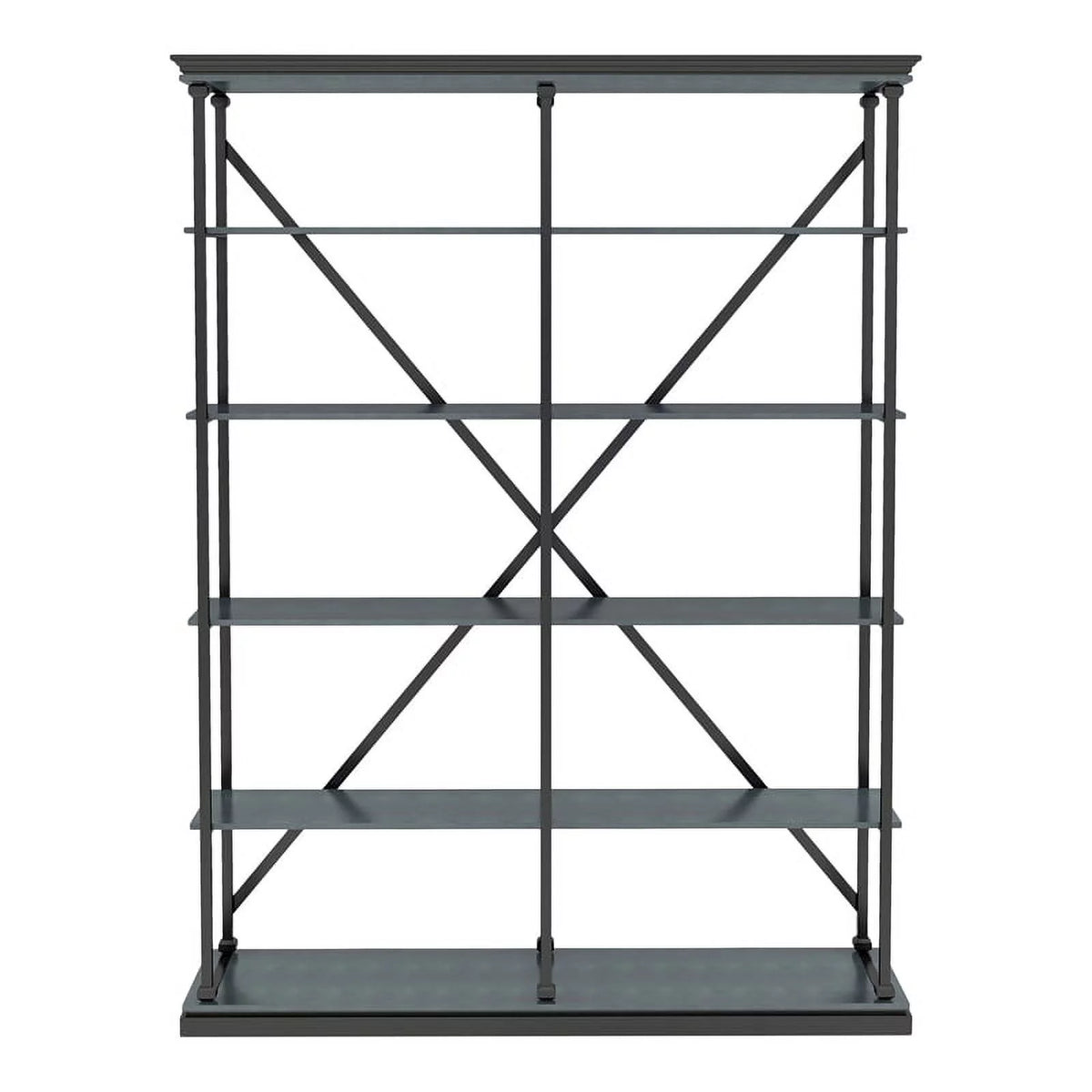 Antique Blue 58-Inch Industrial Metal Bookcase I663