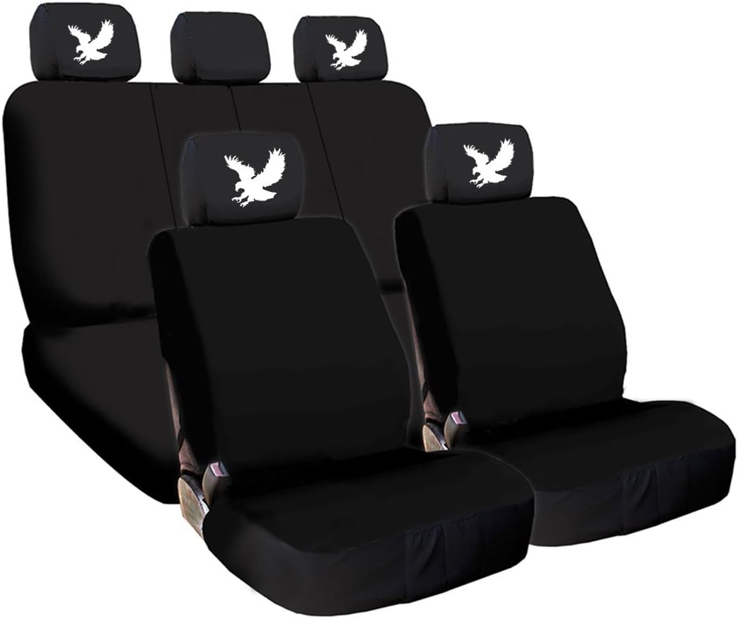 Black Flat Cloth Universal Fit Car Seat Covers with Headrest Covers F505