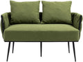 Green Velvet Tufted Armchair with Metal Legs and 2 Couch Pillows E9403