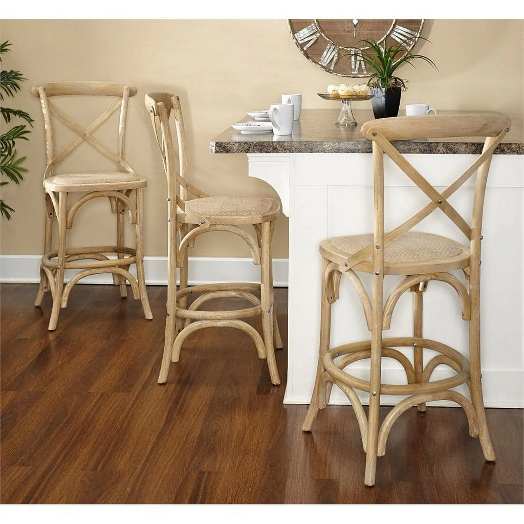 24" Gray Wash Wood Counter Stool X168672