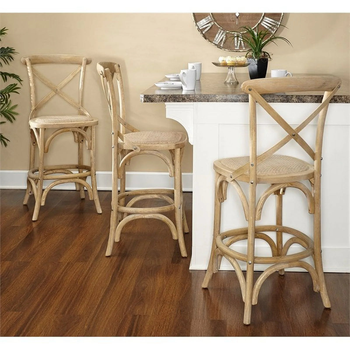 24" Gray Wash Wood Counter Stool X168672