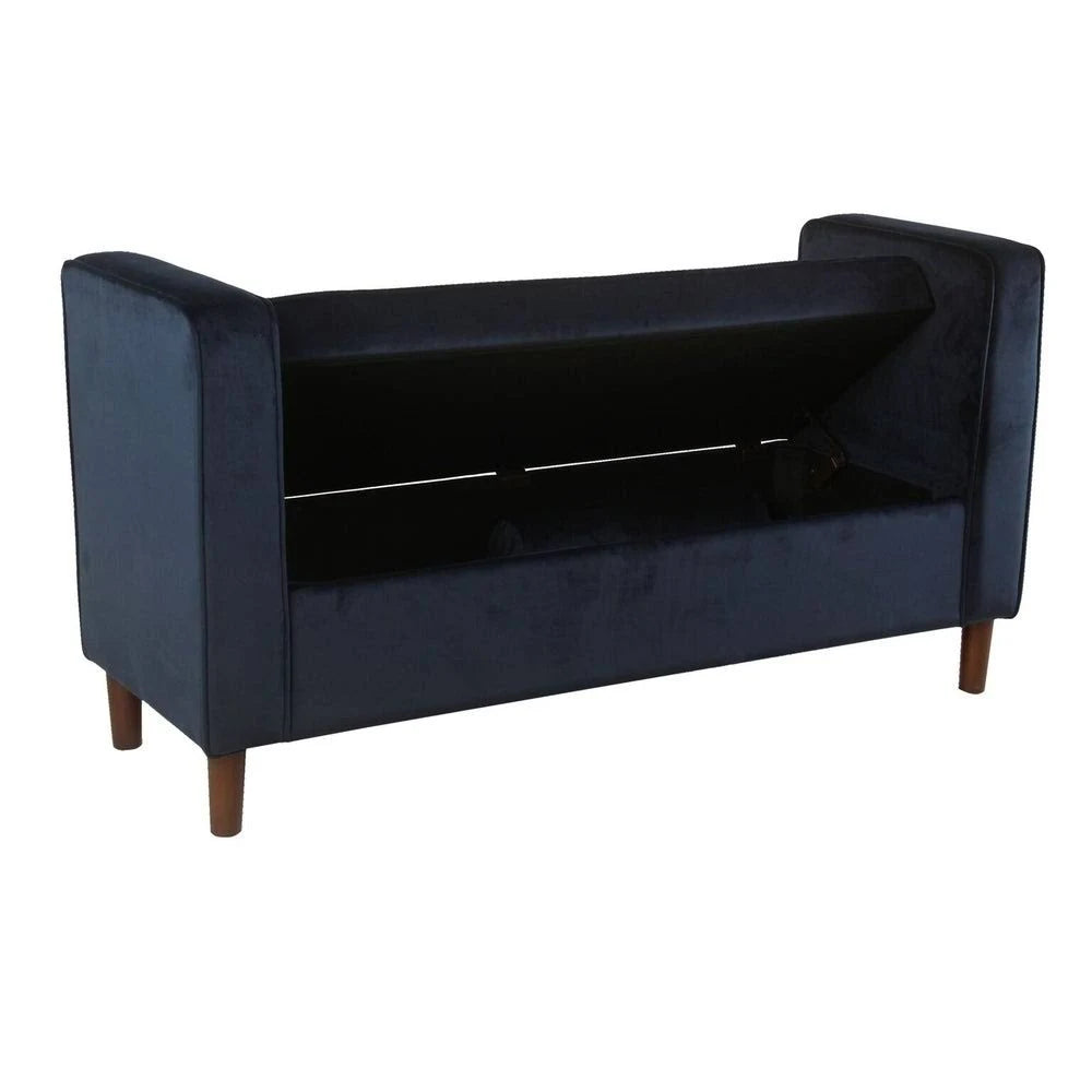 Dark Navy Velvet Storage Bench R88950