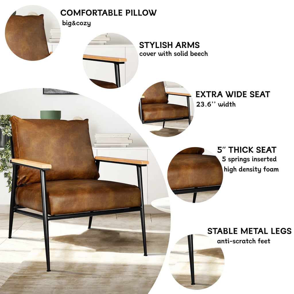 Brown PU Leather Accent Chair H1321