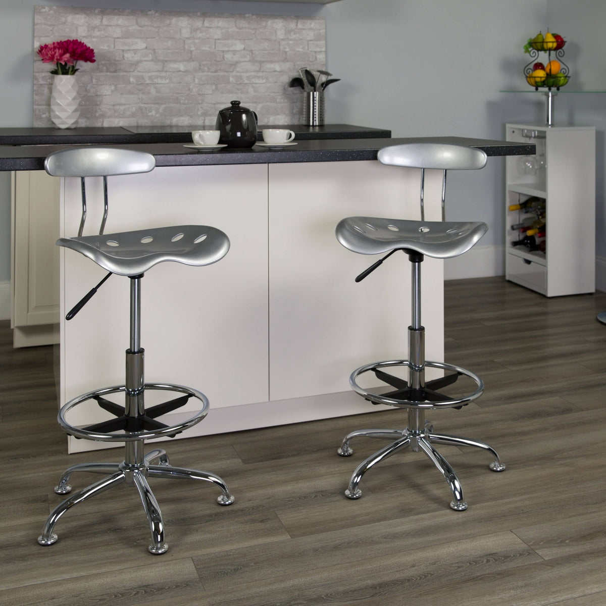 Chrome Drafting Stool with Tractor Seat C3290