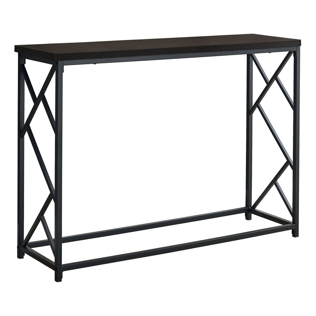 Espresso Brown and Black Rectangular Console Table J10015