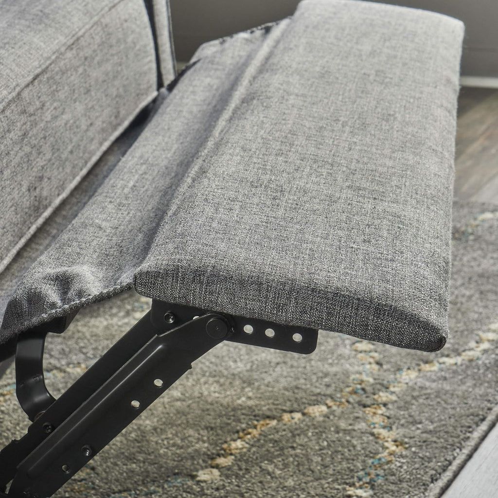 Grey Black Buttoned Fabric Reclining Loveseat G1048