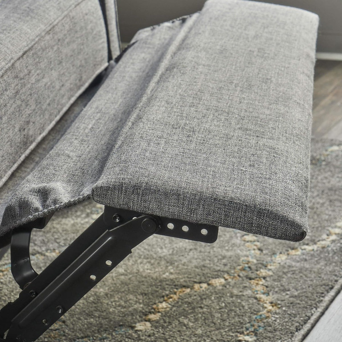 Grey Black Buttoned Fabric Reclining Loveseat G1048