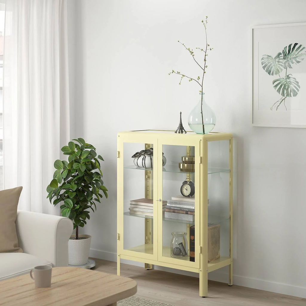 Light Yellow Glass-Door Cabinet S298