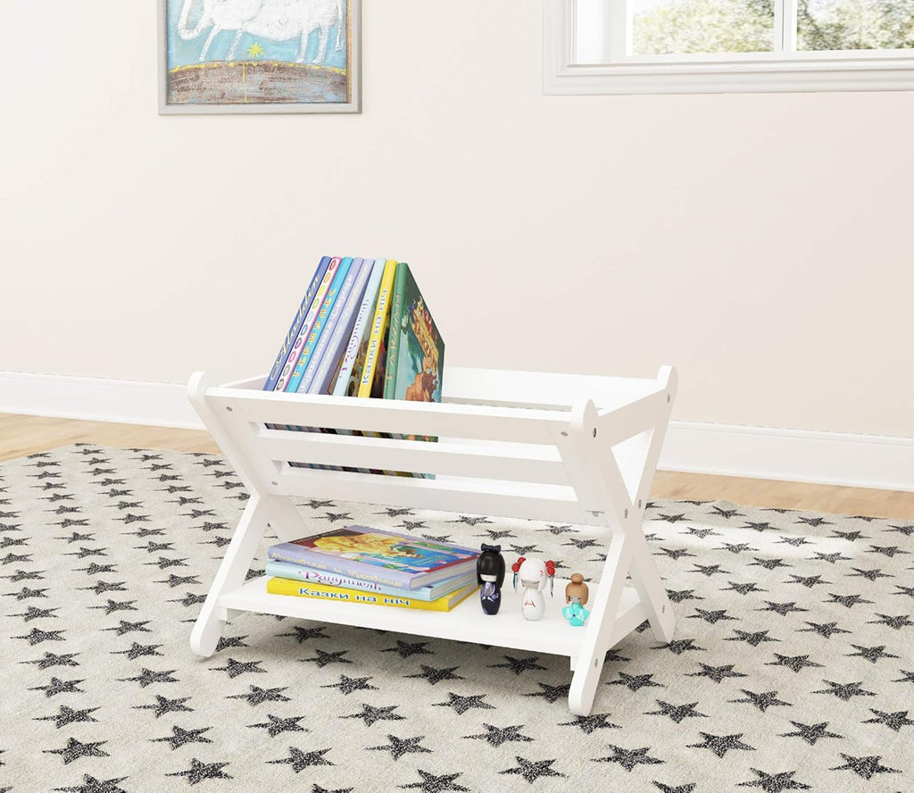 White Kids Bookcase Storage Organizer V4090