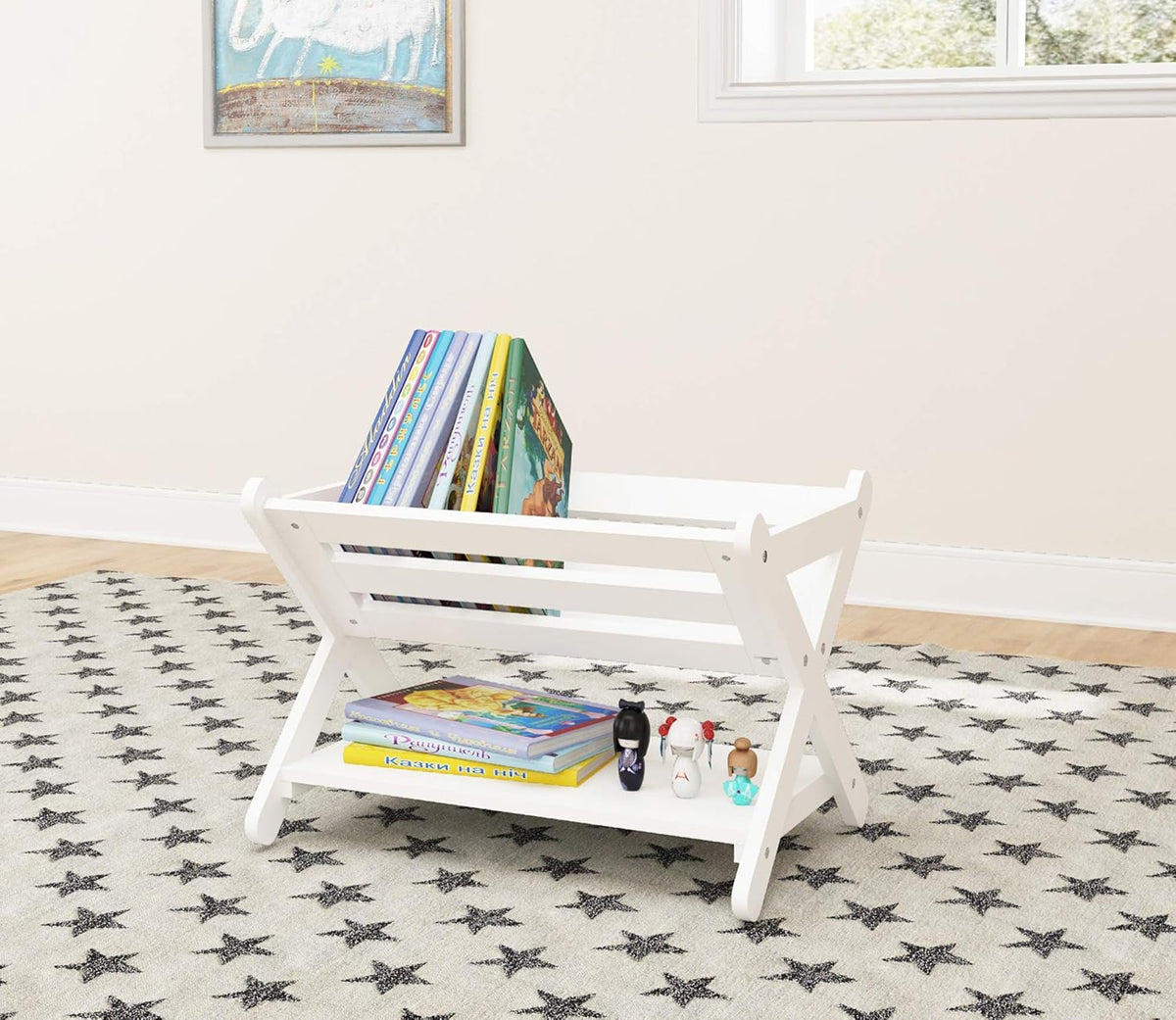 White Kids Bookcase Storage Organizer V4090