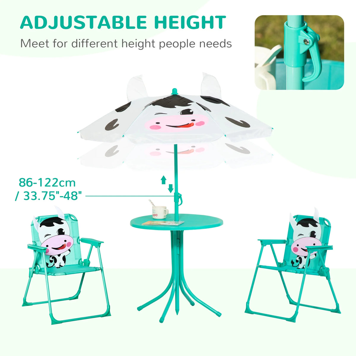 Kids Table and Chair Set with Removable Height Adjustable Umbrella Y1262