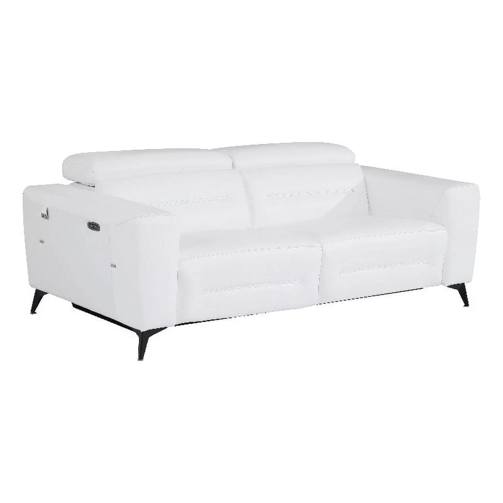 White Italian Leather Power Recliner Sofa T553