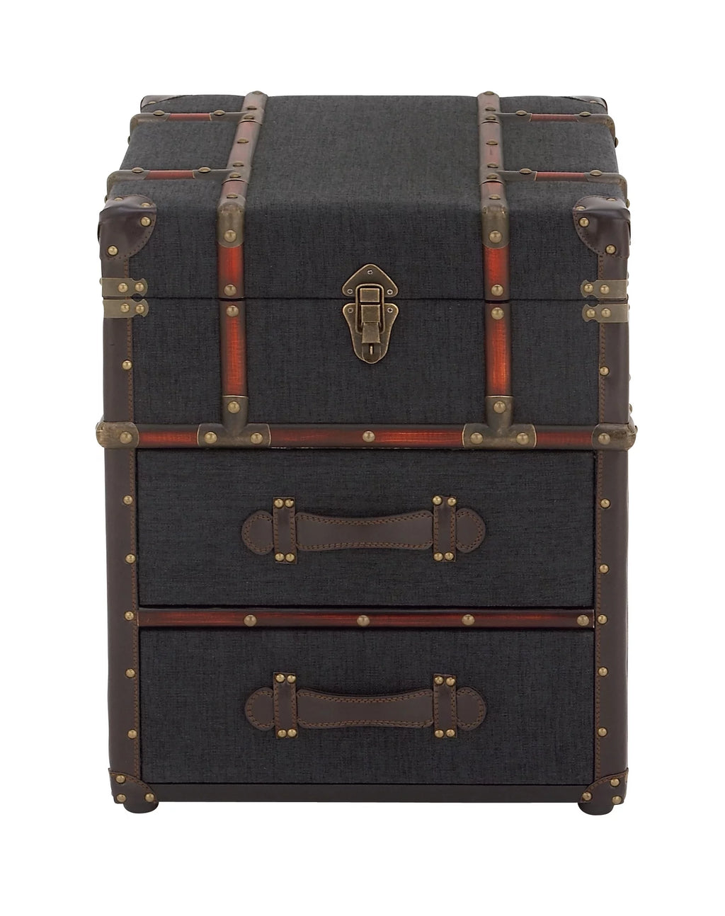 Brown Traditional Wood Stacked Storage Trunk Chest D9473