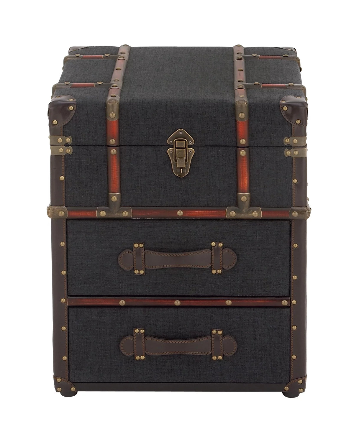 Brown Traditional Wood Stacked Storage Trunk Chest D9473