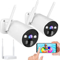 Wireless Security Camera System 3MP with 2 Way Audio, 2 PCS Battery Camera and WiFi Base Station, Color Night Vision T774976