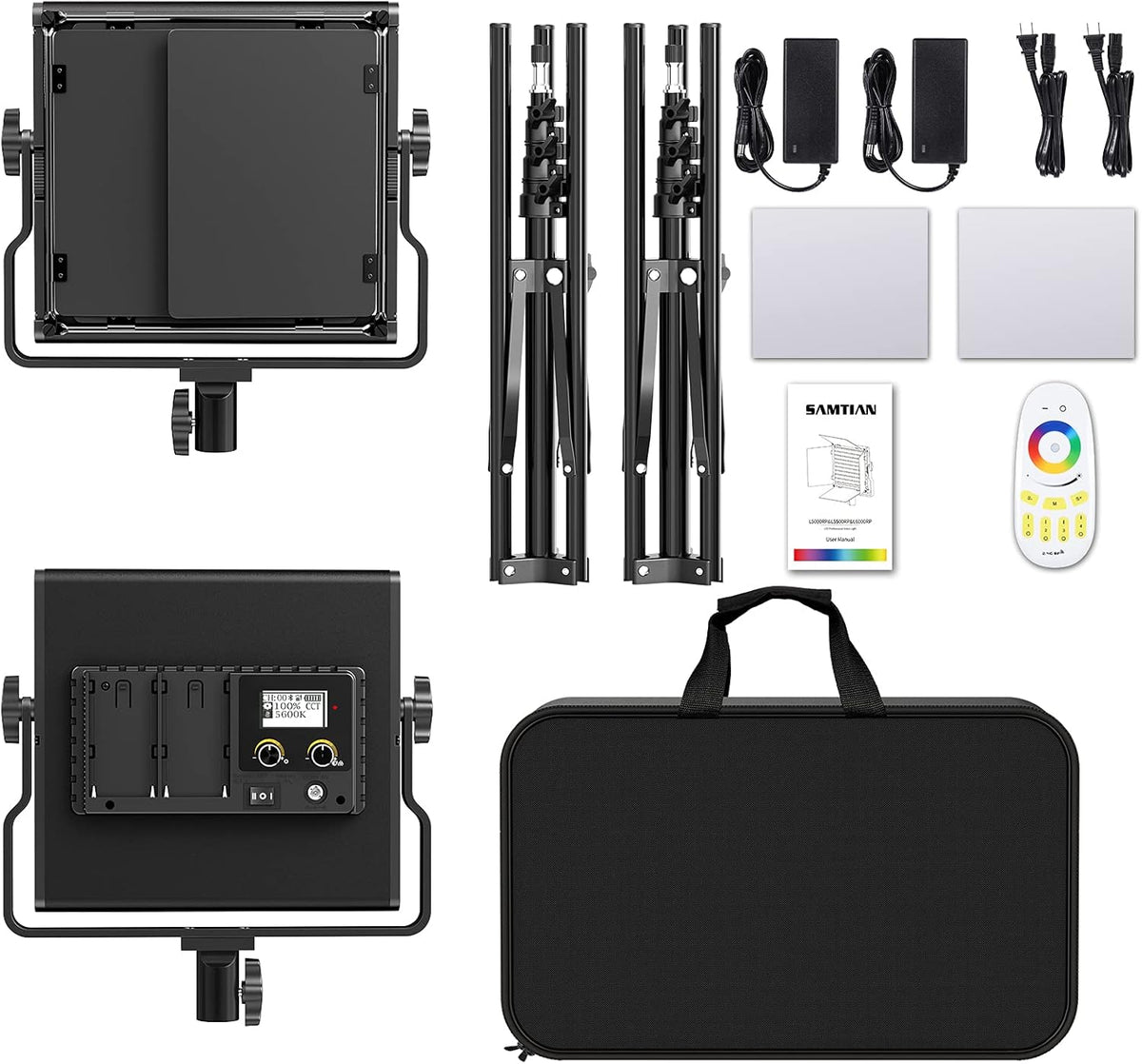 RGB LED Video Lighting Kit, 2 Packs Dimmable 552PCS LED Studio Lighting G1751