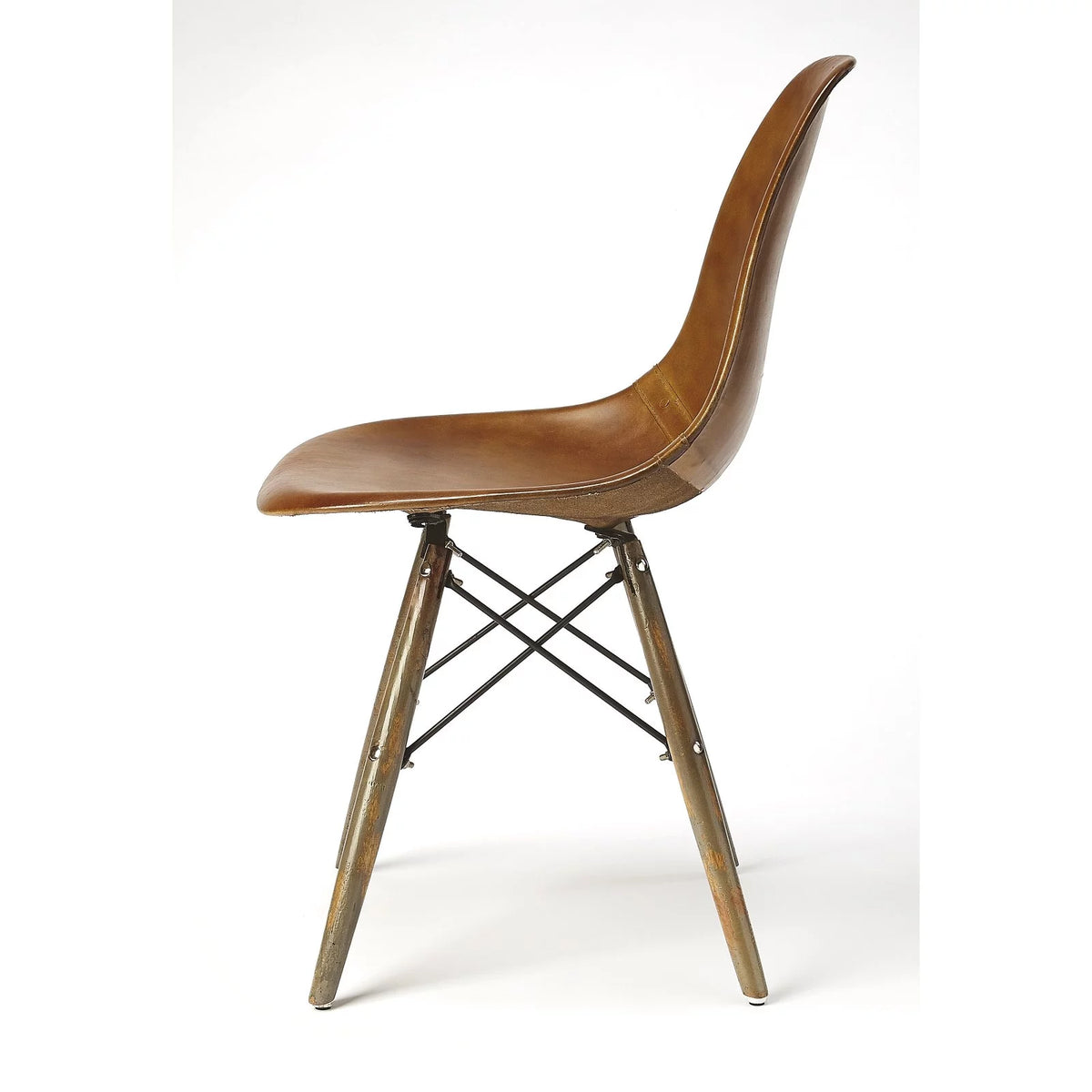 Brown Leather Side Chair V268