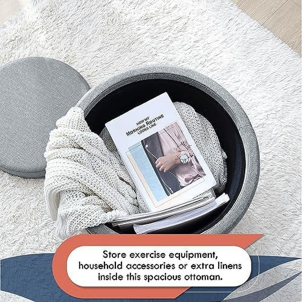 Round Velvet Ottoman with Lift Off Lid and Tray Lid U25691