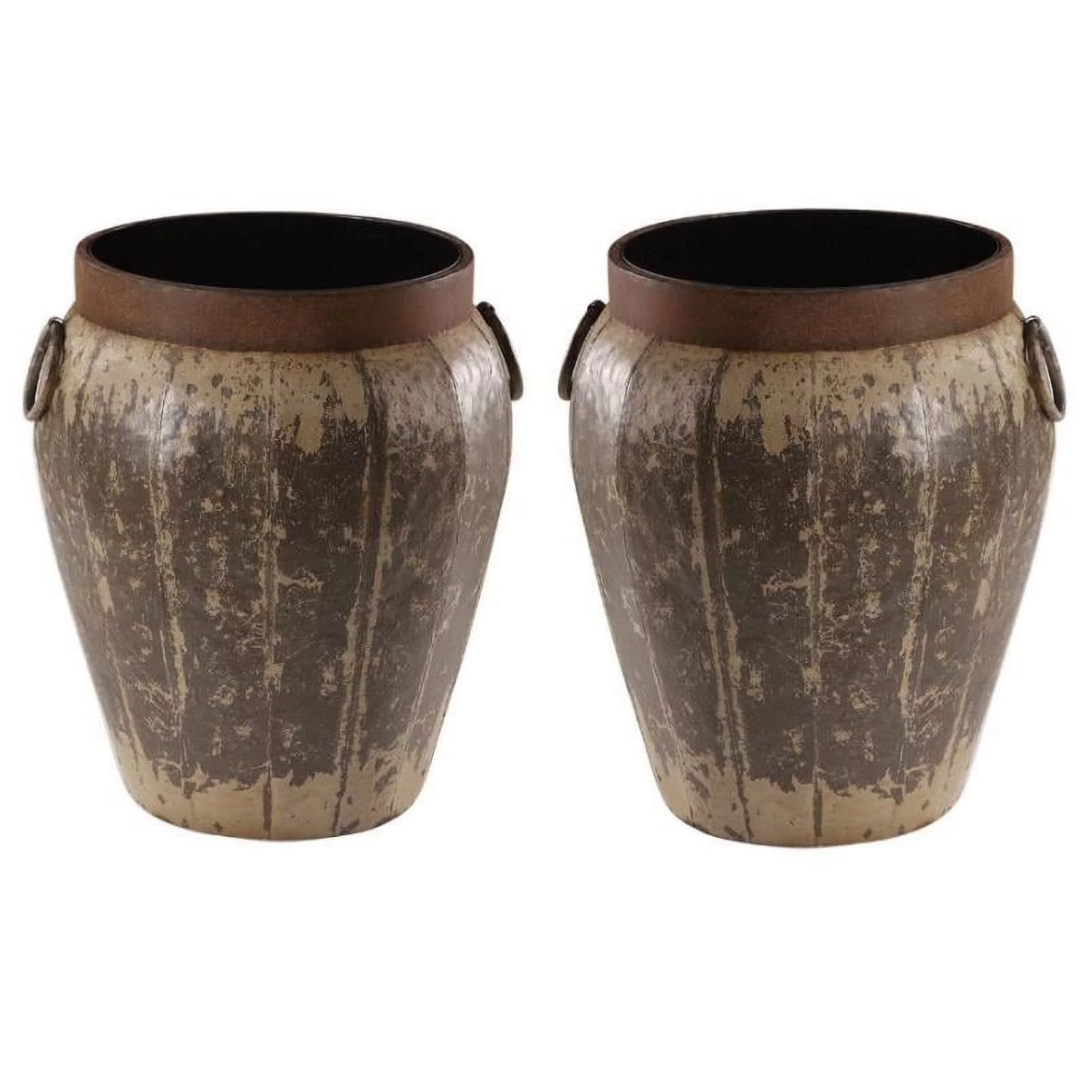 Glass Top Metal Drum End Table Set of 2 Q7306