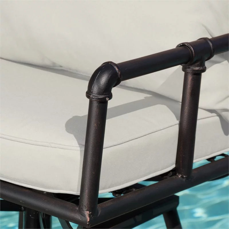 Adjustable Barstool Set of 2 Black Copper Beige X235