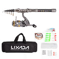 Telescopic Fishing Rod and Reel Combo Full Kit with 100M Fishing Line Lures Hooks Jig Head and Carrier Bag S421