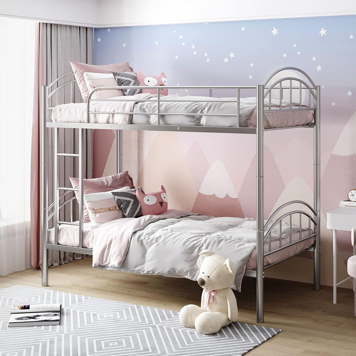 Black Twin Metal Bunk Bed with Trundle C346