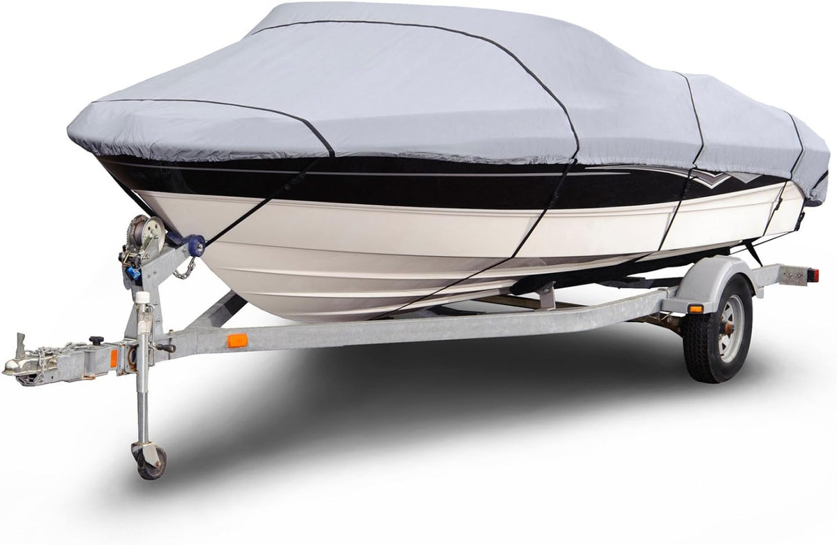 Gray Waterproof Boat Cover 16'-18' Long E611081