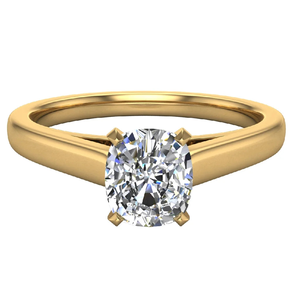 Cushion Solitaire 4-Prong 0.75 Carat 14K Gold Engagement Ring J9341