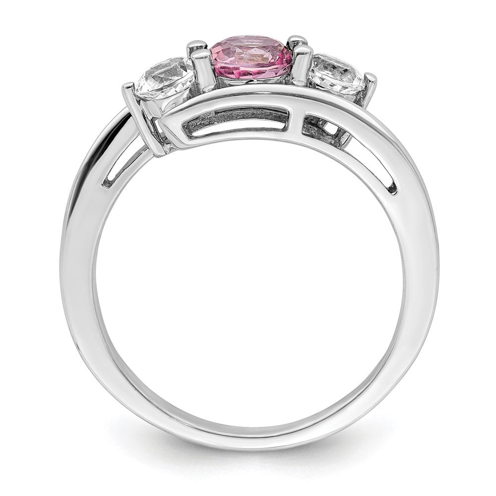Sterling Silver Rhodium-plated White and Pink Swarovski Topaz Ring Size 7 K608216